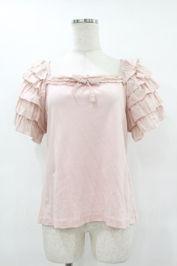 PINK HOUSE ピンクハウス カットソー 半袖 Tシャツ 袖フリル PINK HOUSE / ローンフリル袖使いカットソー Free ピンク H-25