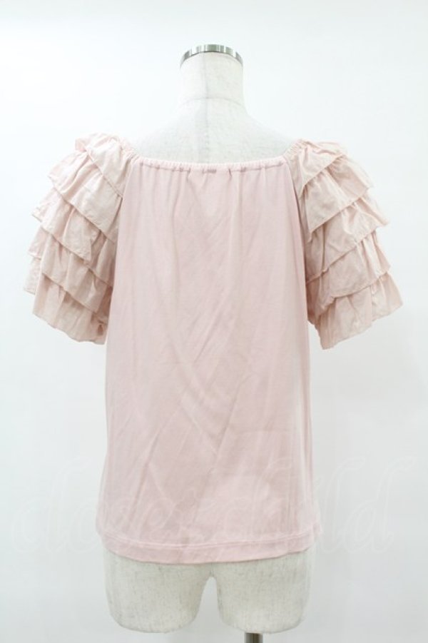 画像2: PINK HOUSE / ローンフリル袖使いカットソー Free ピンク H-25-07-24-1064-LO-TO-NS-ZH (2)
