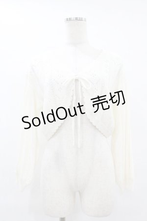 画像: Fi.n.t / ストライプ透かし編みニットボレロ Free OFF WHITE H-25-07-24-1066-CA-TO-NS-ZH