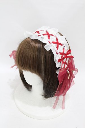 画像: Snowdrop to Saint Maria（海外ロリータブランド） / シースルーレースヘッドドレス  オフ/レッド H-25-07-24-1002-0-AC-NS-ZH