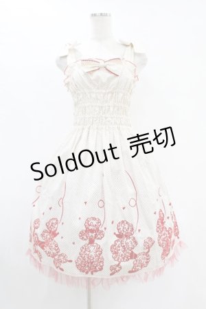 画像: metamorphose / プードルプリントジャンパースカート（水玉） Free オフ/レッド H-25-07-24-1023-ME-OP-NS-ZH