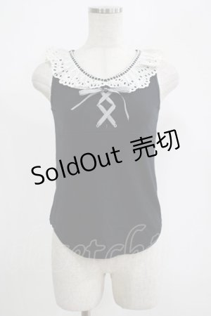 画像: Emily Temple cute / カットワークレースノースリーブカットソー  黒×白 H-25-07-24-063-ET-TO-KB-ZH