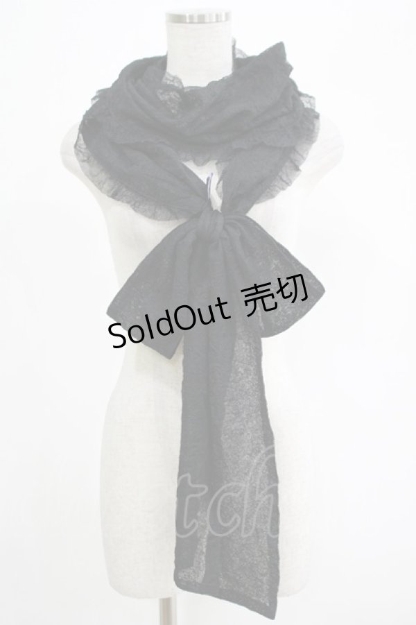 画像1: Moi-meme-Moitie / ネットリボンストール  黒 H-25-07-24-069-MO-ZA-KB-ZH (1)