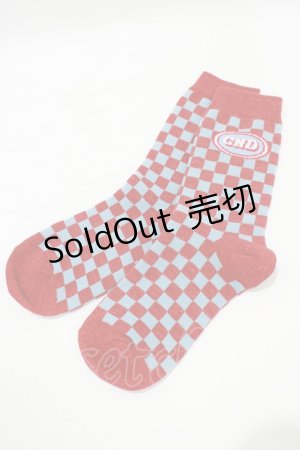 画像: Candy Stripper / CND CHECKER SOCKS  レッド×ブルー H-25-07-24-072-PU-ZA-KB-ZH