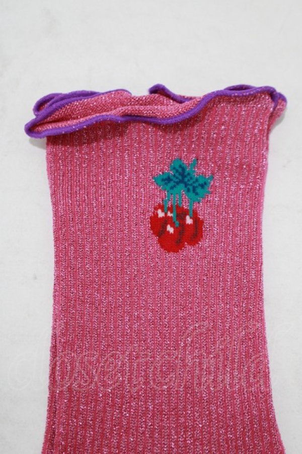 画像2: Candy Stripper / CHERRY RIB SOCKS  ピンク H-25-07-24-073-PU-ZA-KB-ZH (2)