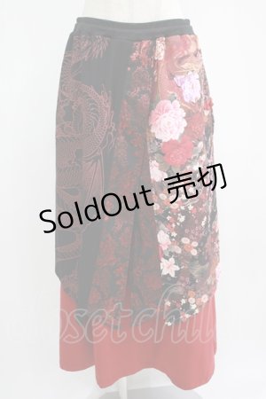 画像: Qutie Frash / 袴ロングスカート  黒×赤 H-25-07-24-019-QU-SK-KB-ZH