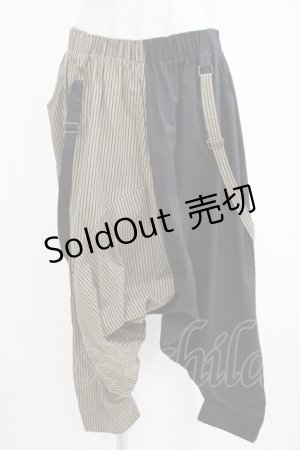 画像: Deorart / ストライプ切替サルエルパンツ  グレージュ×ブラック H-25-07-24-024-PU-PA-KB-ZH