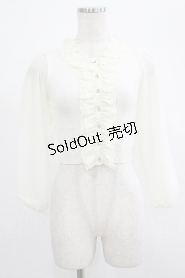 画像1: JESUS DIAMANTE / シフォン袖ニットカーデ Free オフ H-25-07-25-051-JE-TO-NS-ZH (1)