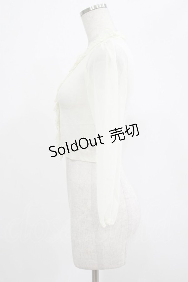 画像2: JESUS DIAMANTE / シフォン袖ニットカーデ Free オフ H-25-07-25-051-JE-TO-NS-ZH (2)