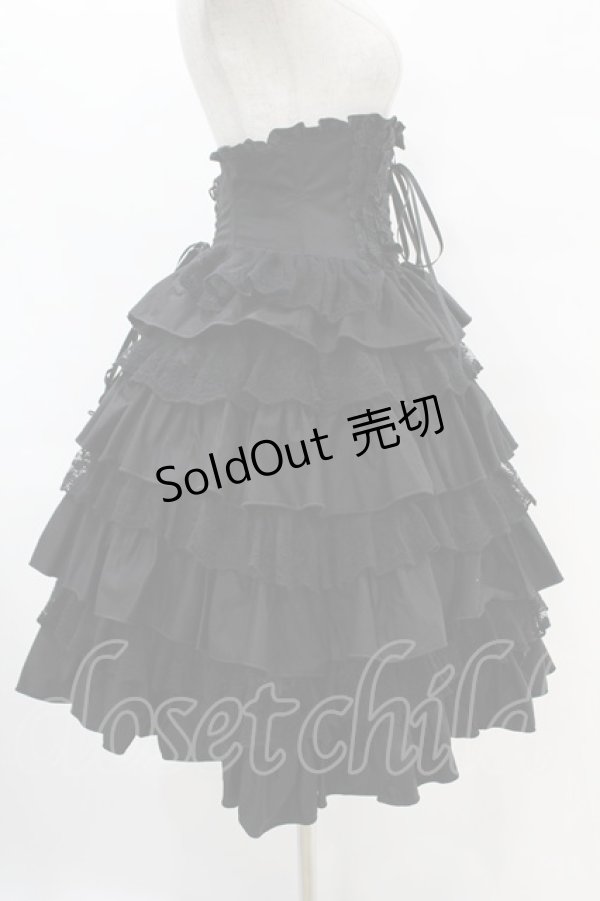 画像3: ATELIER PIERROT / Layered Petals Corset Skirt  ブラック H-25-07-25-1027-EL-SK-KB-ZH (3)