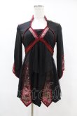 画像1: Ozz oneste / ジャガード切替チュール重ねチュニックトップス  黒×赤 H-25-07-25-1042-OO-TO-KB-ZH (1)