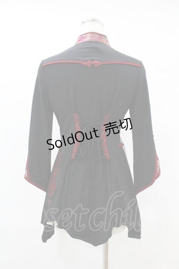 画像2: Ozz oneste / ジャガード切替チュール重ねチュニックトップス  黒×赤 H-25-07-25-1042-OO-TO-KB-ZH (2)