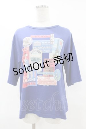 画像: Jane Marple / Memories of Paris Tシャツ  ブルー H-25-07-25-1058-JM-TO-KB-ZH