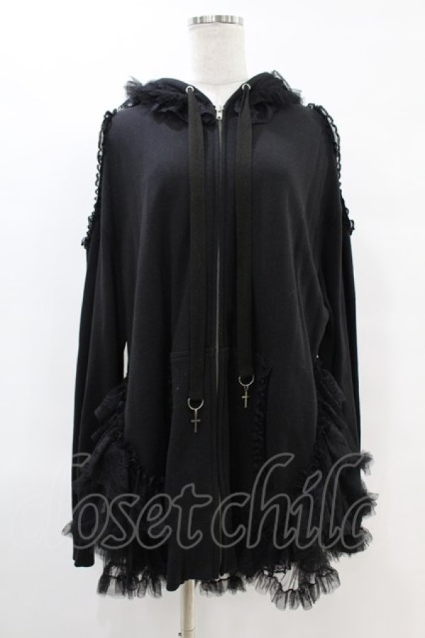 画像1: HANGRY&ANGRY / H&A VEIL FRILL DRESS PARKA  ブラック H-25-07-25-1015-HN-TO-KB-ZH (1)