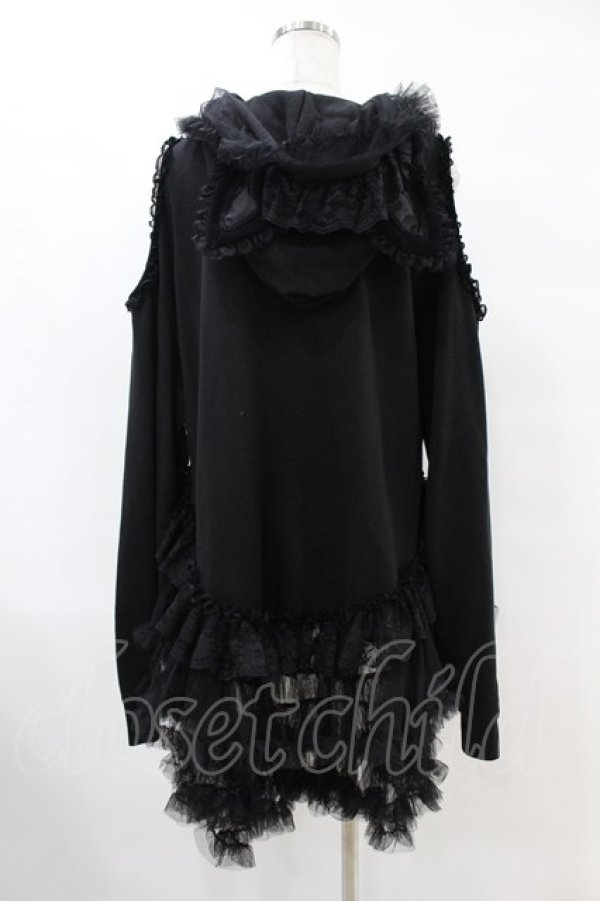 画像2: HANGRY&ANGRY / H&A VEIL FRILL DRESS PARKA  ブラック H-25-07-25-1015-HN-TO-KB-ZH (2)
