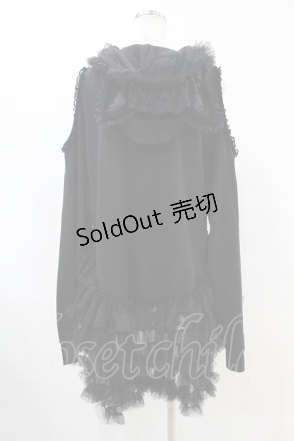 画像2: HANGRY&ANGRY / H&A VEIL FRILL DRESS PARKA  ブラック H-25-07-25-1015-HN-TO-KB-ZH (2)