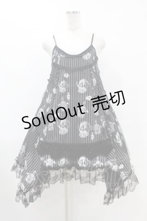 画像: HANGRY&ANGRY / H&A PRINT & STRIPE BABY DOLL DRESS  ブラック H-25-07-25-1016-HN-OP-KB-ZH