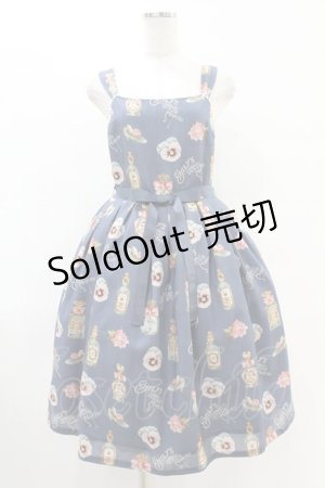 画像: Emily Temple cute / Revivalノースリーブワンピース M Queen Marie柄ネイビー H-25-07-25-1018-ET-OP-KB-ZH