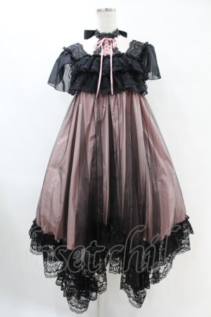 画像: MR corset / レースアップホルタードレス  黒×ピンク H-25-07-25-1023-PU-OP-KB-ZH