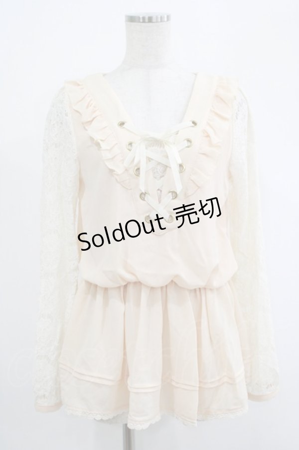 画像1: LIZ LISA / レース切替チュニック Free ピンク H-25-07-25-020-LO-TO-NS-ZH (1)