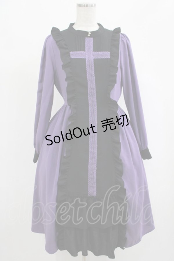 画像1: axes femme POETIQUE / レースクロスシスターワンピース M ブラック/パープル H-25-07-26-004-AX-OP-NS-ZH (1)