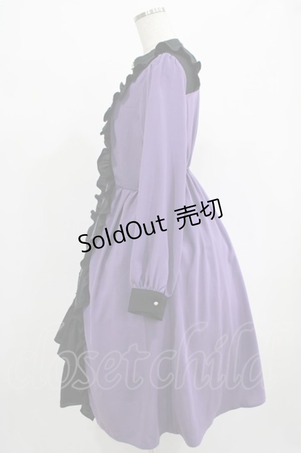 画像2: axes femme POETIQUE / レースクロスシスターワンピース M ブラック/パープル H-25-07-26-004-AX-OP-NS-ZH (2)
