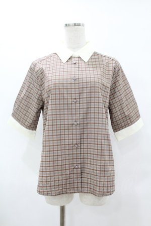 画像: Fi.n.t / タイ付きチェッククレリック5分袖シャツ Free PURPLE×BR H-25-07-26-1049-CA-BL-NS-ZH