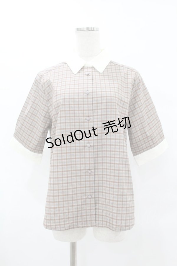 画像1: Fi.n.t / タイ付きチェッククレリック5分袖シャツ Free PURPLE×BR H-25-07-26-1049-CA-BL-NS-ZH (1)