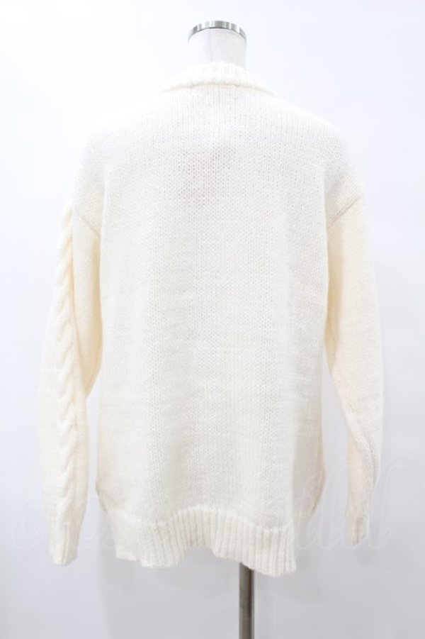 画像2: Fi.n.t / エッフェル塔ロゴ刺繍腰丈ケーブルニットカーディガン Free OFF WHITE H-25-07-26-1056-CA-TO-NS-ZT254 (2)