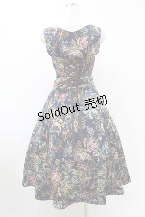 画像2: Innocent World / ローズゴブランバッスルジャンパースカート M ネイビー H-25-07-26-1023-IW-OP-NS-ZH (2)