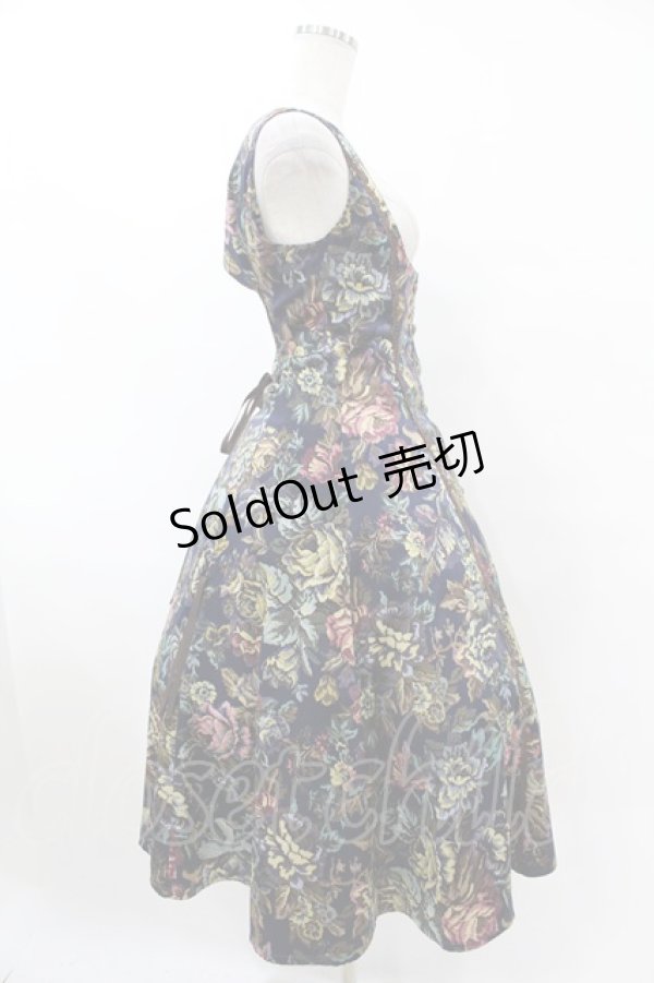 画像3: Innocent World / ローズゴブランバッスルジャンパースカート M ネイビー H-25-07-26-1023-IW-OP-NS-ZH (3)