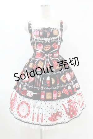 画像: Angelic Pretty / French Cafe切替ジャンパースカート Free ブラック H-25-07-26-1025-AP-OP-NS-ZH