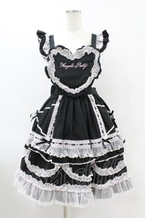 画像: Angelic Pretty / Heart胸あて付スカート(無地) Free ブラック/ピンク H-25-07-26-1026-AP-SK-NS-ZH