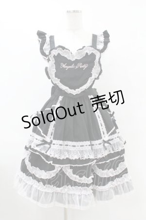 画像: Angelic Pretty / Heart胸あて付スカート(無地) Free ブラック/ピンク H-25-07-26-1026-AP-SK-NS-ZH