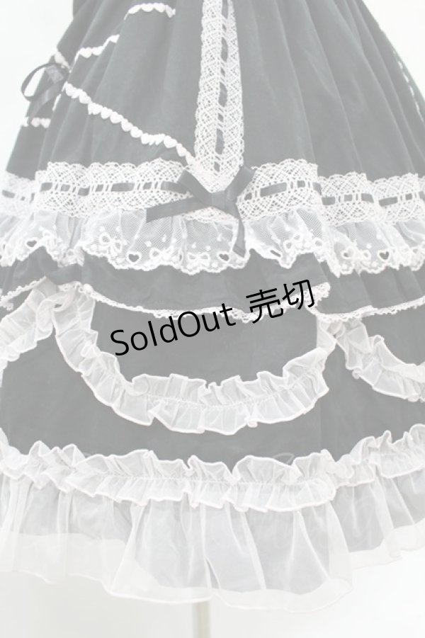 画像5: Angelic Pretty / Heart胸あて付スカート(無地) Free ブラック/ピンク H-25-07-26-1026-AP-SK-NS-ZH (5)