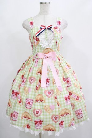 画像: Angelic Pretty / いちごBread Bakeryジャンパースカート Free ミント H-25-07-27-001-AP-OP-NS-ZH