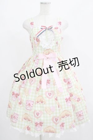 画像: Angelic Pretty / いちごBread Bakeryジャンパースカート Free ミント H-25-07-27-001-AP-OP-NS-ZH