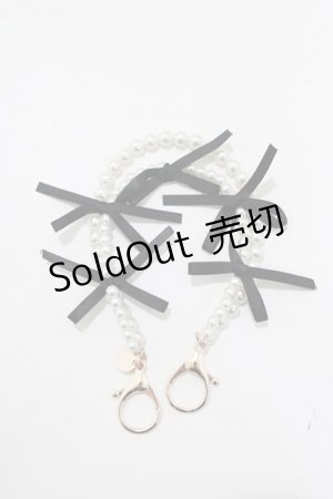 画像: Maison de FLEUR / パールリボンストラップ  オフ/ブラック H-25-07-27-051-LO-ZA-NS-ZH