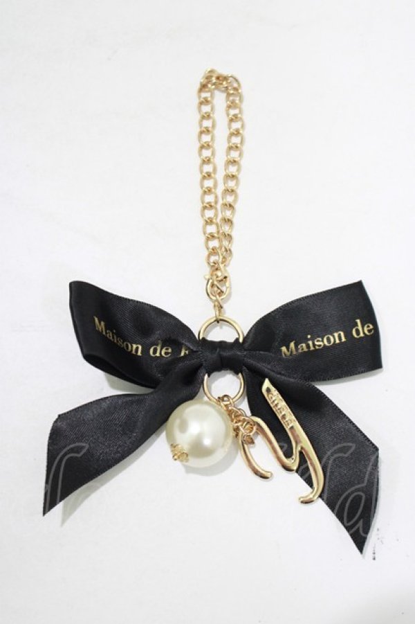 画像2: Maison de FLEUR / リボン×パールバッグチャーム  ブラック H-25-07-27-053-LO-ZA-NS-ZH (2)