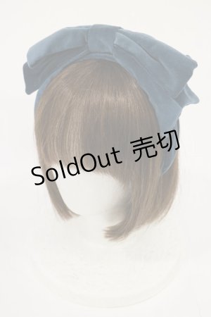 画像: Juliette et Justine / 別珍リボンカチューシャ  ブルー H-25-07-27-1038-CL-AC-NS-ZH