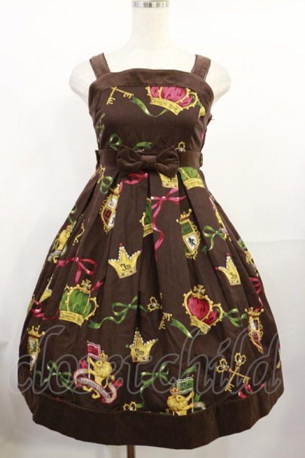 画像1: Innocent World / エンブレムハイウエストジャンパースカート Free ブラウン H-25-07-27-1002-IW-OP-NS-ZH (1)