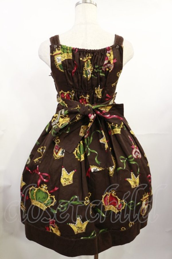 画像3: Innocent World / エンブレムハイウエストジャンパースカート Free ブラウン H-25-07-27-1002-IW-OP-NS-ZH (3)