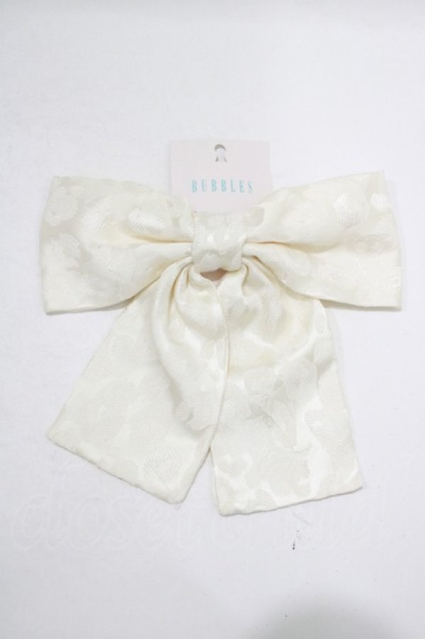 画像1: Bubbles / ジャガードリボンバレッタ  アイボリー H-25-07-27-067-CA-AC-NS-ZH (1)