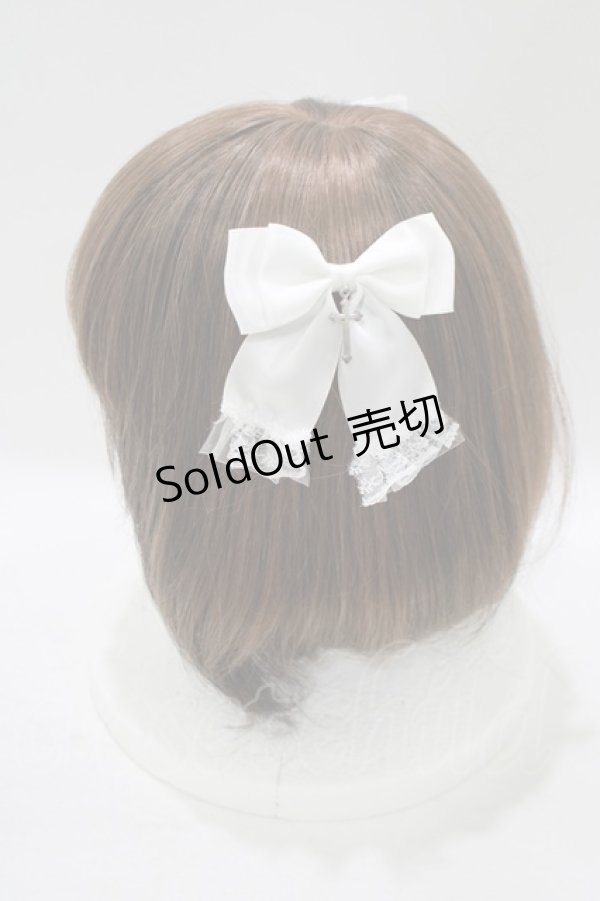 画像2: DearMyLove / 十字架レースフリルツインリボンクリップ  オフ H-25-07-27-078-EL-AC-NS-ZH (2)