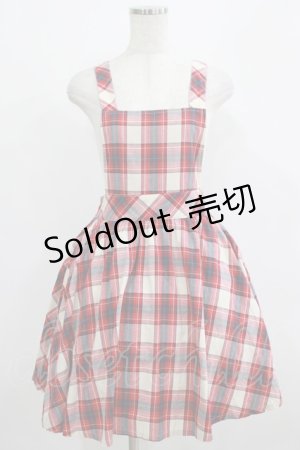 画像: E hyphen world gallery / チェックエプロンスカート Free レッド H-25-07-27-012-LO-SK-NS-ZH
