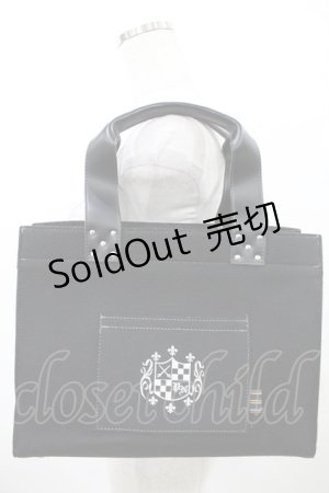画像: PEACE NOW / エンブレムプリントフェルトバッグ  黒 H-25-07-28-001-PU-BG-KB-ZH