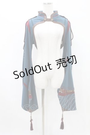 画像: Ozz oneste / 着物袖和柄ショートジャケット  ターコイズ H-25-07-28-035-OO-JA-KB-ZH