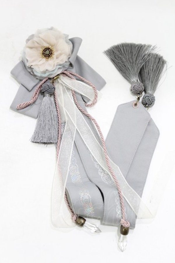 画像1: OZZ ANGELO / 流水羽衣天女ロングリボン  グレー H-25-07-28-007-OO-ZA-KB-ZH (1)