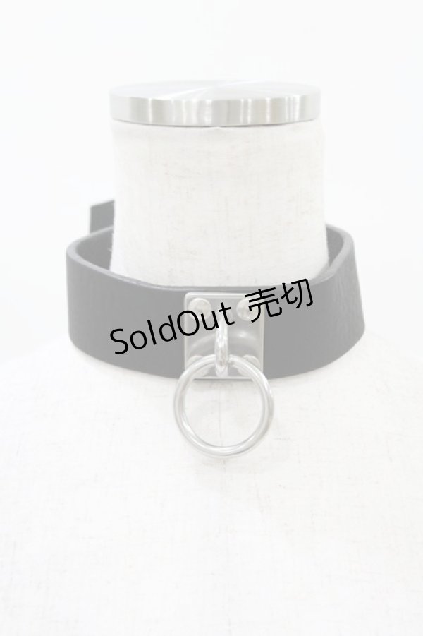 画像1: ニュリカデリック / リングプレートレザーチョーカー  ブラック H-25-07-28-1023-PU-AC-KB-ZH (1)