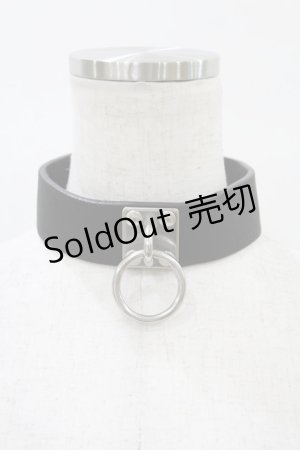 画像: ニュリカデリック / リングプレートレザーチョーカー  ブラック H-25-07-28-1025-PU-AC-KB-ZH